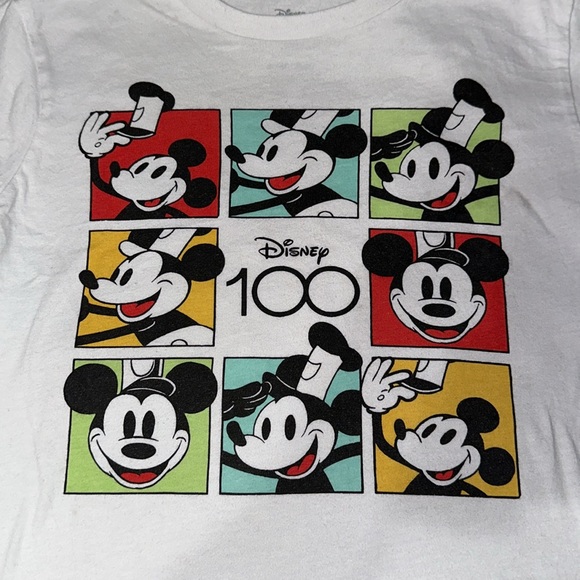 DISNEY KID BOY YOUTH WHITE MICKEY MOUSE SHORT SLEEVE SHIRT - Picture 2 of 6